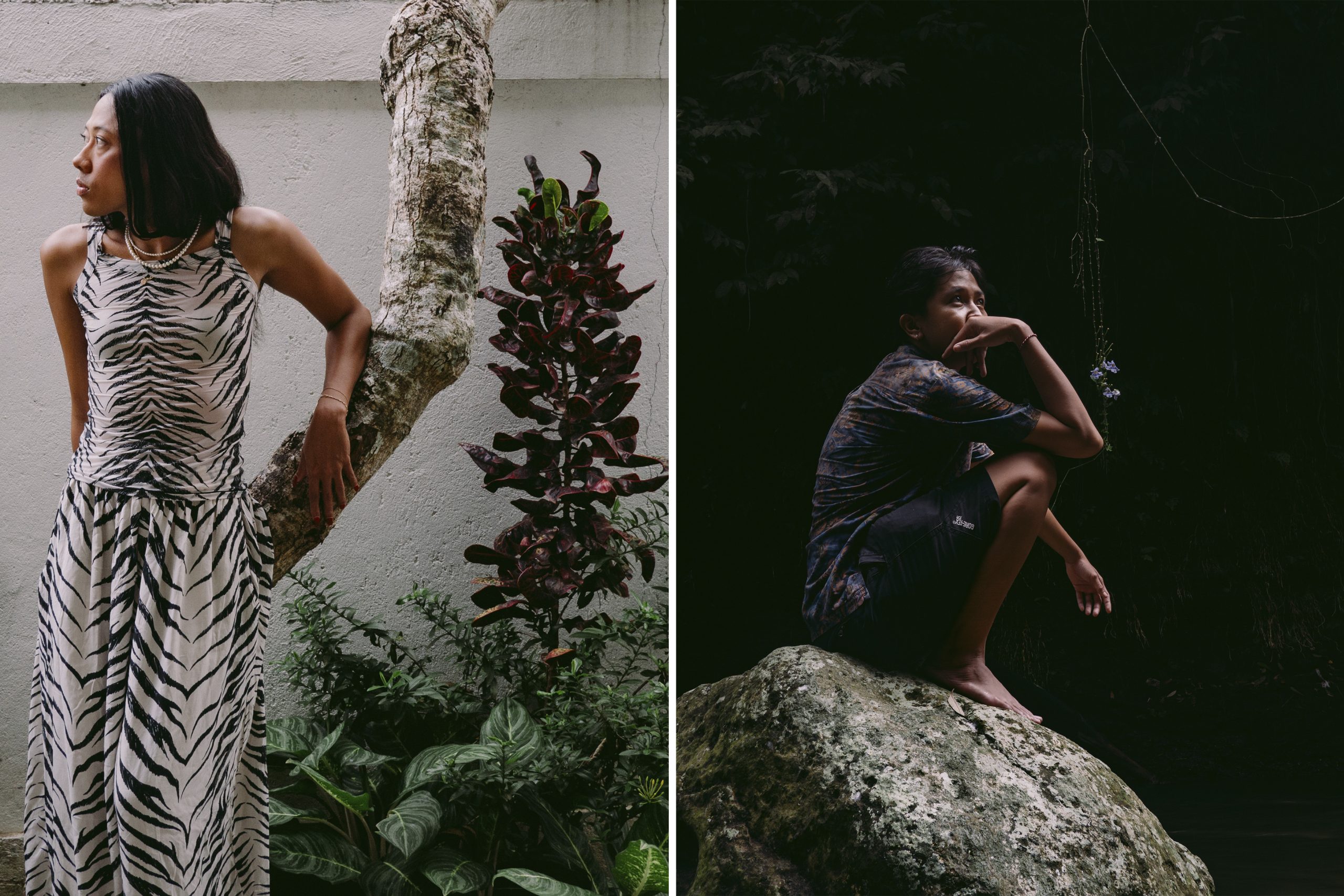 Left: Rana, who previously worked as a journalist in Jakarta, moved to Bali during the Covid-19 pandemic and found comfort there. | Right: Ven has come to understand “home” through friends who are always there for one another.