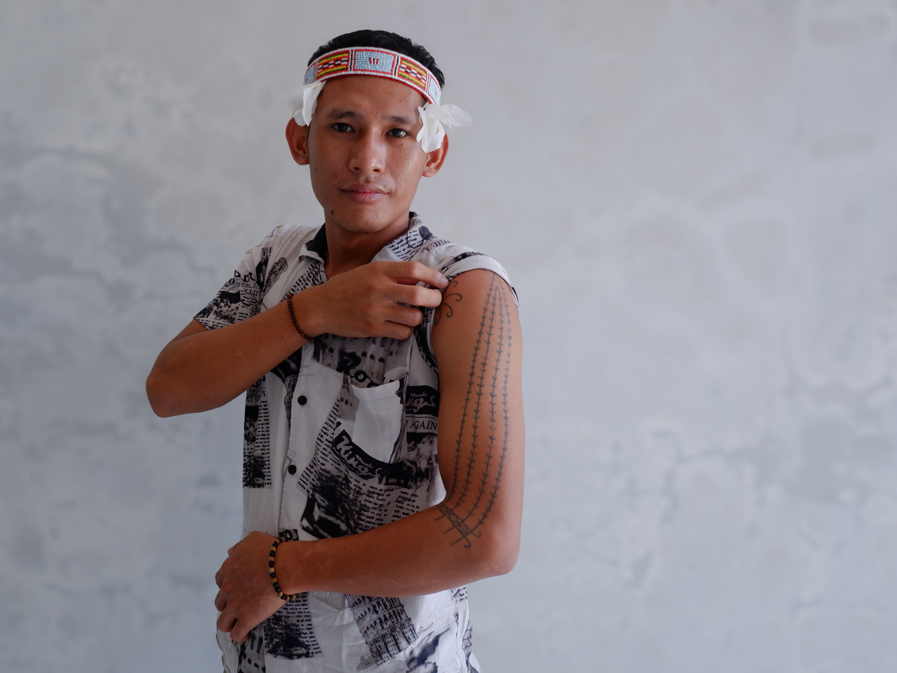 Markolinus Sagulu, 27, is the chair of the Mentawai Student Forum (Forma), an organization for Mentawai students in Padang. He and Forma are pushing the regency government to create a regional regulation that protects Mentawai tattoos and ensures that people with tattoos do not face discrimination in hiring.