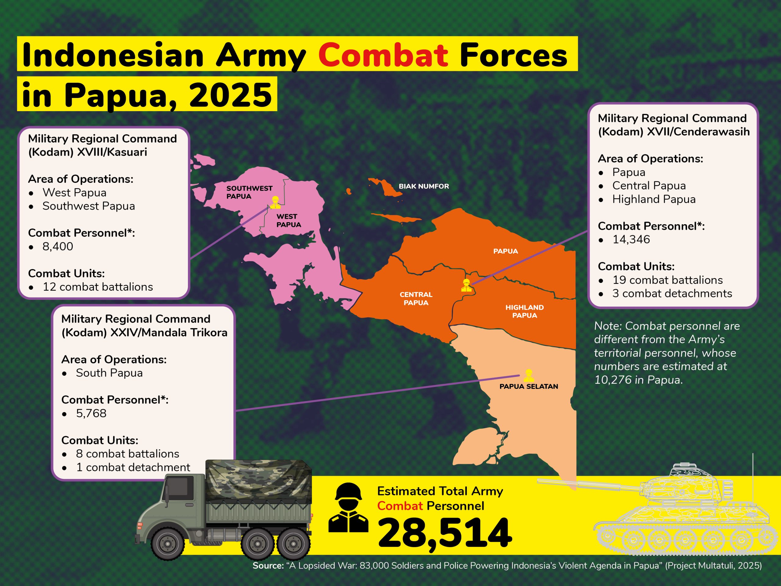 Indonesian Army Combat Forces in Papua, 2025